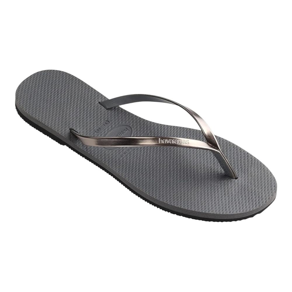 Havaianas Women's You Metallic Flip Flop Sandals Gray Graphite Size 7/8